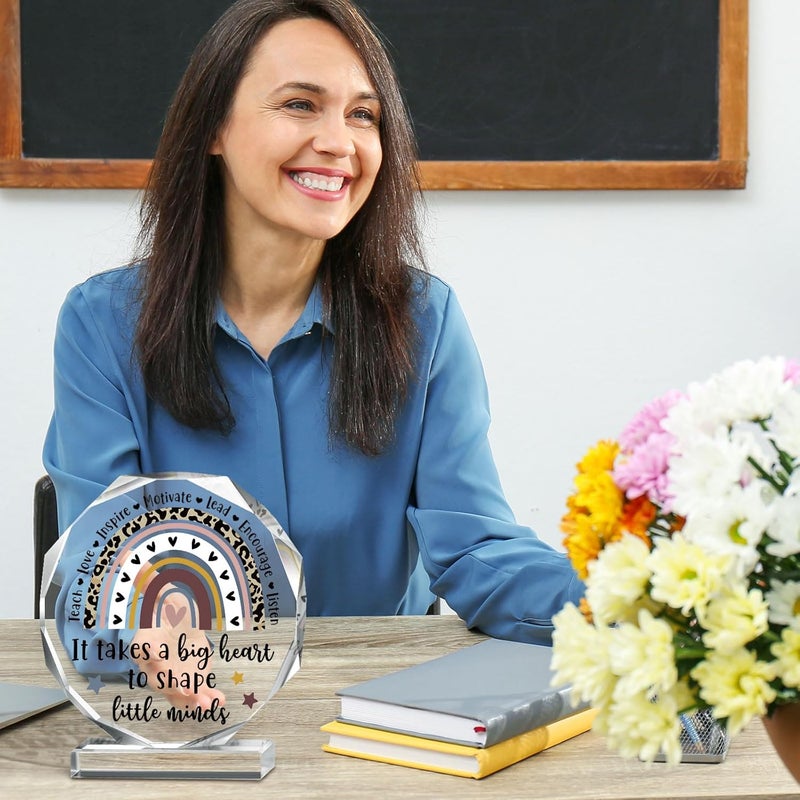 Perthlin Acrylic Teacher Appreciation Gifts for Women Teacher Christmas Gifts Thank You Teachers Gift from Student Retirement Present for Office Desk Paperweight Keepsake Decor(Nonagon Rainbow) - Image 5